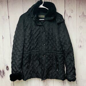 Marc New York Andrew Marc Women's Size Medium Black Quilted Hooded Zipper Coat